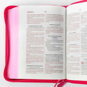 Biblia Fucsia Mariposa en Tamaño y Letra Mini con Cremallera